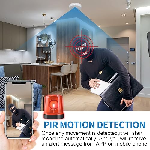 Miniatura 4 de Cámara oculta Detector de humo Video Cámara pequeña 1080P HD Cámara inalámbrica WiFi con visión nocturna y detección de movimiento Cámara de