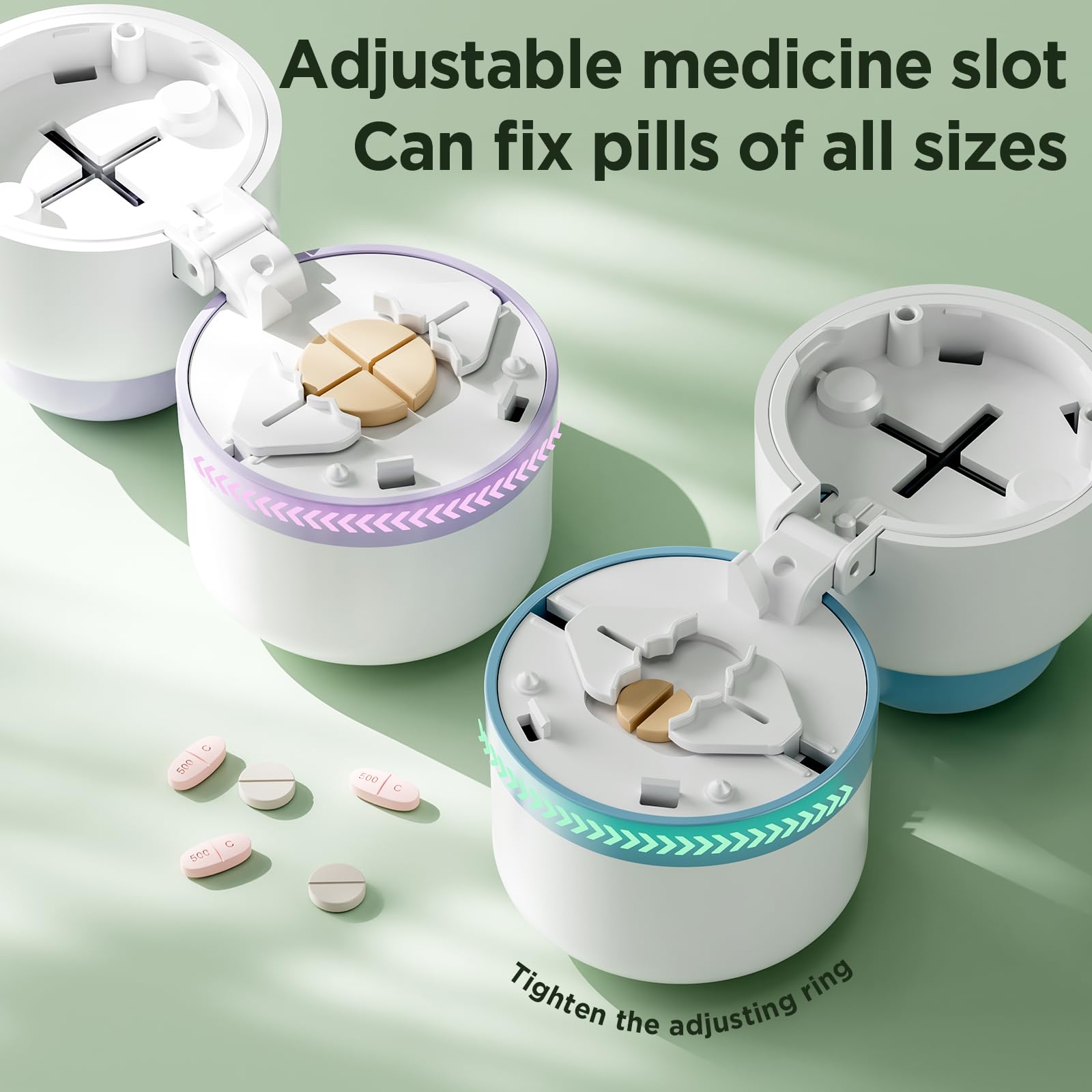 Pill Cutter 1/4 - Pill Splitter with Stainless Steel Blade for Cutting Small Pills or Large Pills in one Fourth, Suitable for Cuting Vitamins, Tablets (1-4 Blue) — Amazon image 4