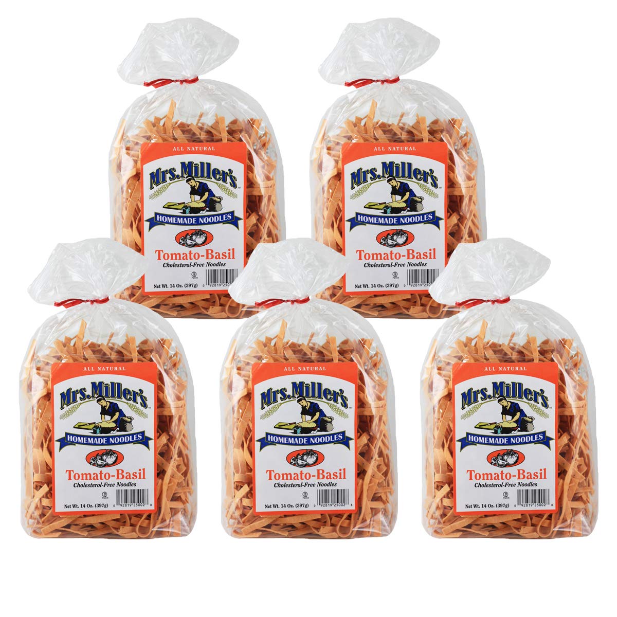 Mrs. Miller's Homemade Noodles, Tomato-Basil, Cholesterol Free, 14 OZ (Pack of 5)