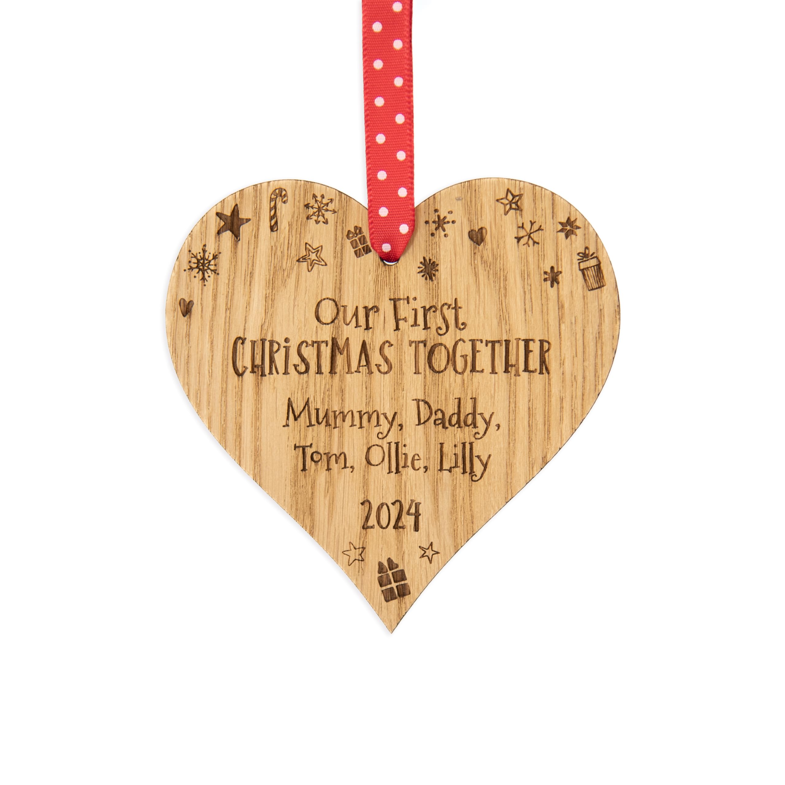 Couples of Family First Christmas Together 1st Xmas Tree Decoration Ornament Bauble Mr Mrs Oak Engraved Christmas Tree Ornament - Keepsake Presents 7CD