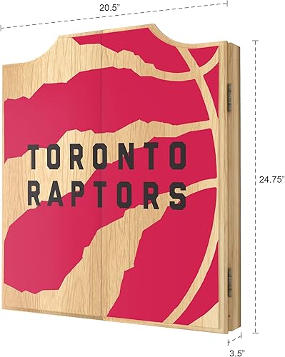 Miniatura 3 de Trademark Global Juego de gabinete de tablero de dardos, tablero de dardos Toronto Raptors Fade con 6 dardos de punta de acero, marcador, armario de