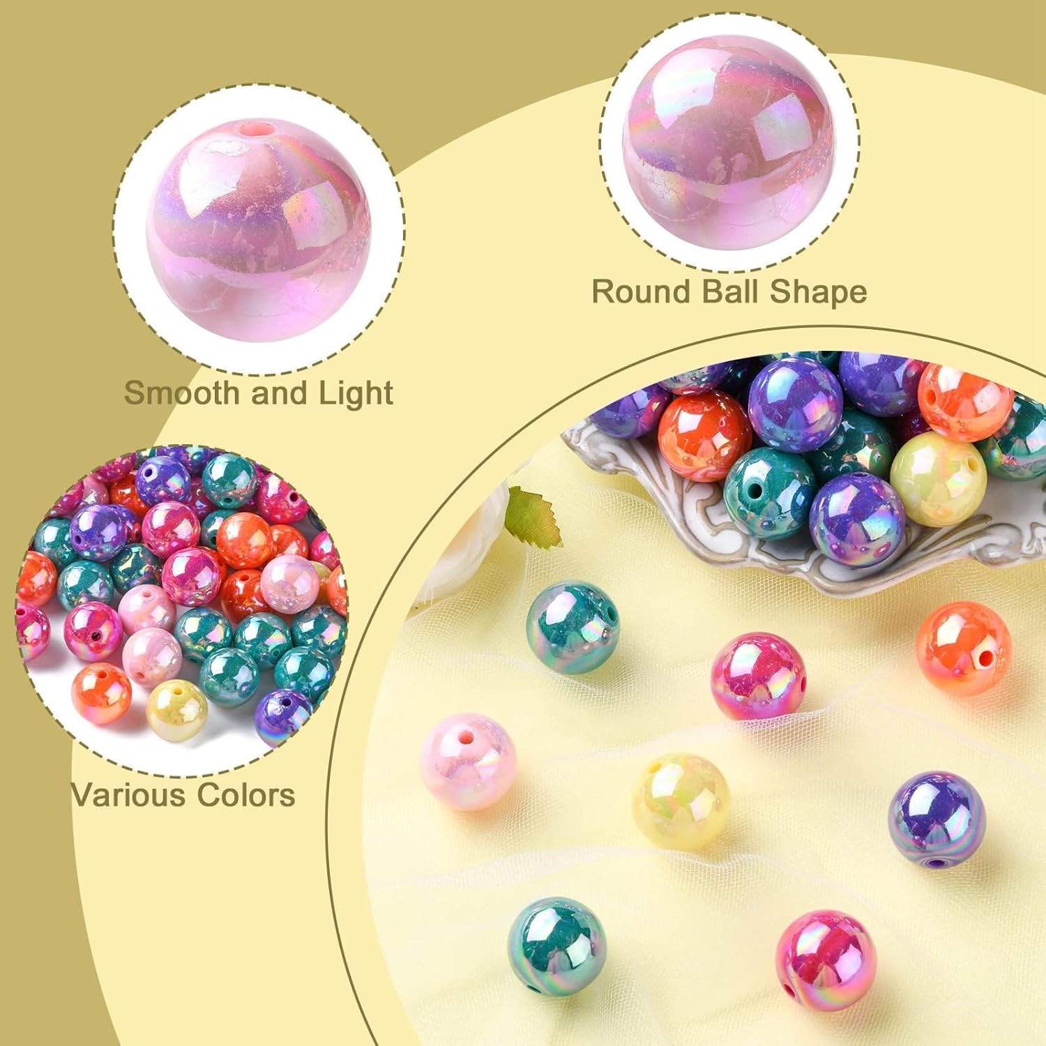 DanLingJewelry 100Pcs 20mm Opaque Bubblegum Beads Acrylic AB Color Round Ball Beads for Necklace Bracelet Jewelry Making Crafts - Image 2