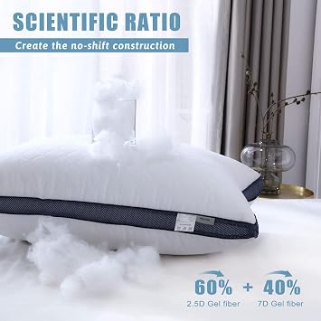 Meoflaw Gusseted Standard Size Bed Pillows Set of 2, Luxury Hotel Pillows
