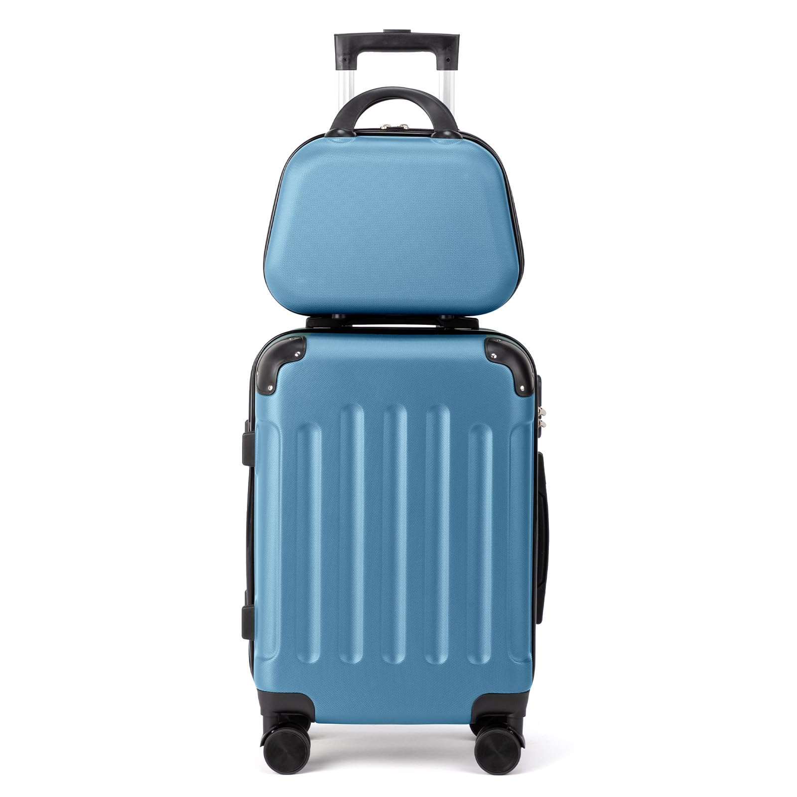 LEADZM Kofferset 3 teilig, Reisekoffer Set mit Eckenschutz, Koffer Set Hartschalen-Trolley aus ABS mit Teleskopgriff, Handgepäck