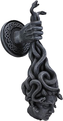 Ebros Mitología griega Severed Head of Goddess Medusa con pelos de serpiente colgando de Perseo, placa decorativa de pared de mano de 12.25 pulgadas