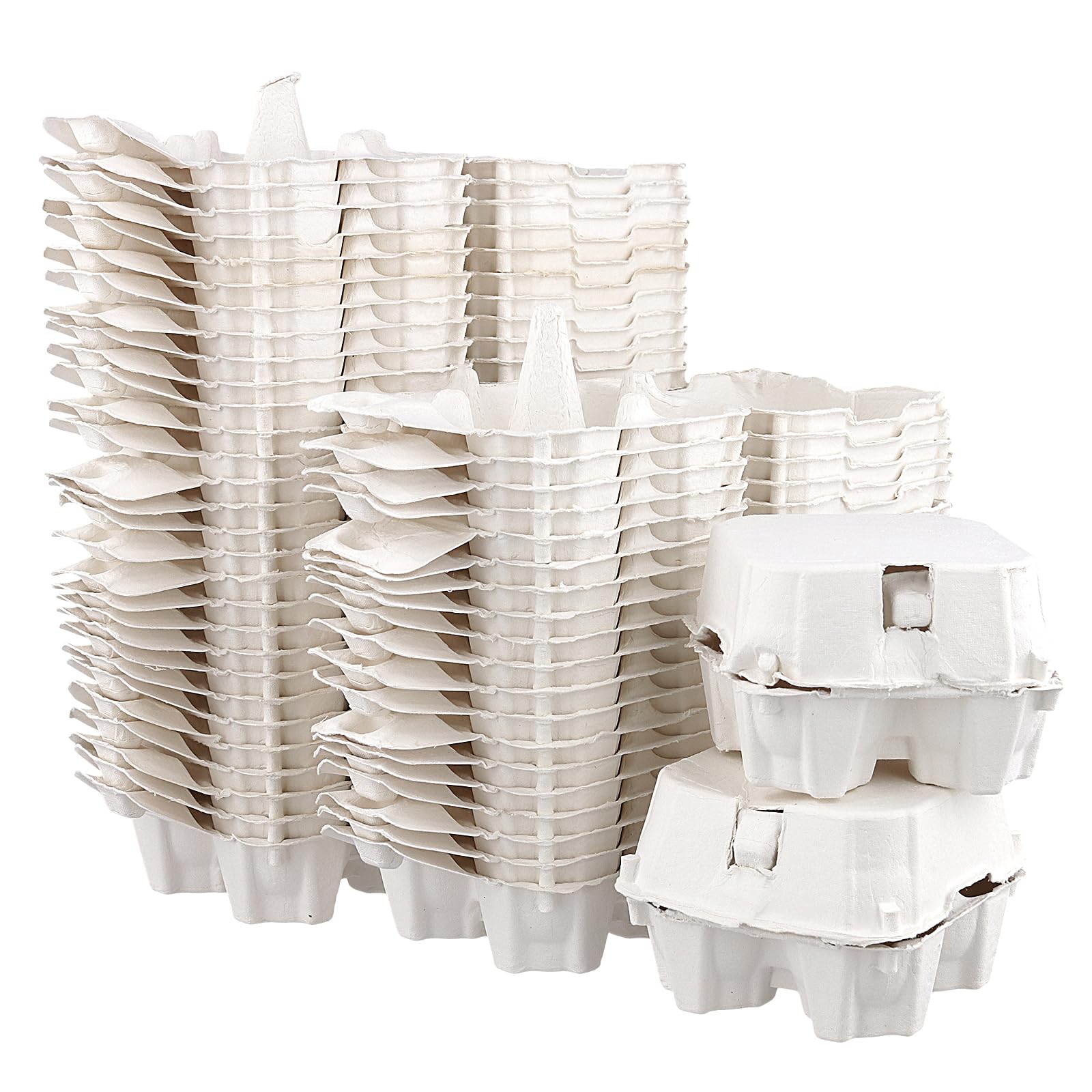 Senjeok White 50Pcs 4 Count Cardboard Egg Cartons, 10 X 10 X 7Cm Paper Pulp Egg Boxes For Kitchen, Farm, Market