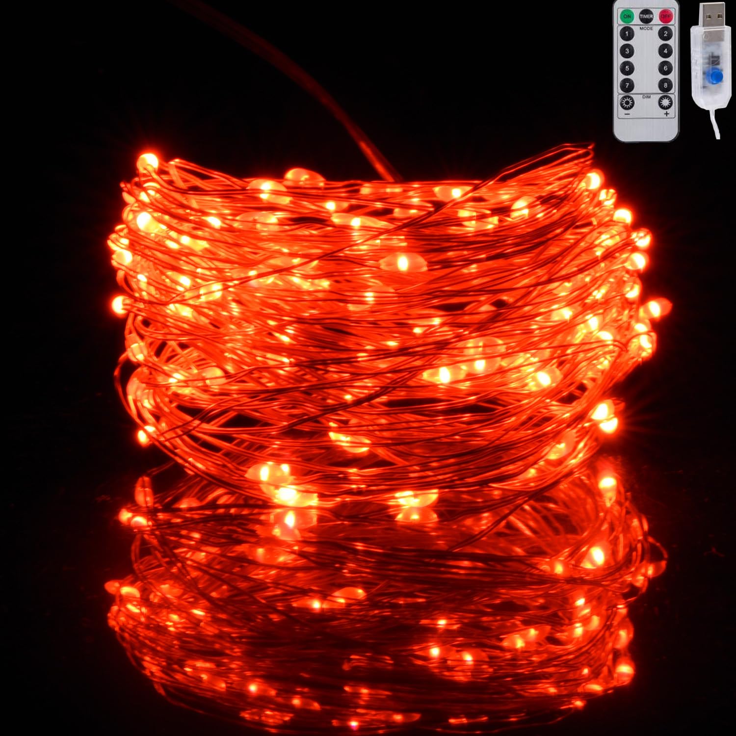 TuoTu USB Fairy Lights 33FT 100 LED USB Plug with Remote and Timer 8 Modes Outdoor Waterproof Starry Lights DIY Party Wedding Christmas Decoration (1
