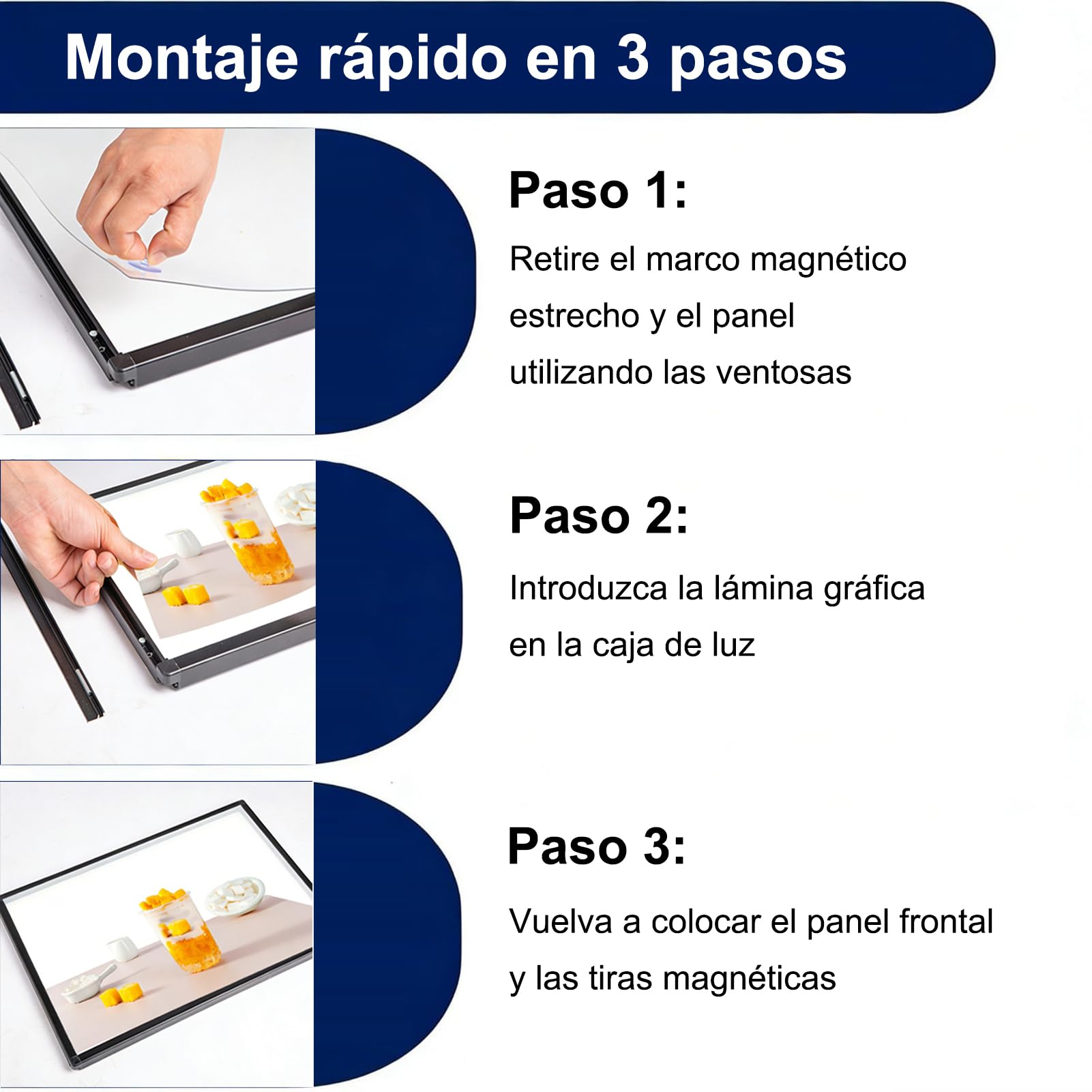 HJZALMI Caja de luz LED para menús de montaje en pared, 40x60cm | Expositor de carteles LED ultrafino, Tablero de menús iluminado con poste telescópico para cafeterías y locales bebidas