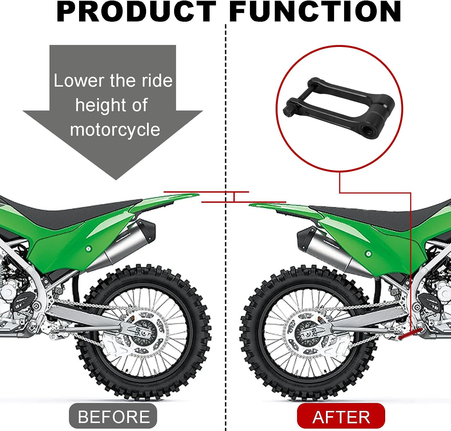 Motorcycle Adjustable Lowering Links Replacement for Yamaha KLX230R 2020 2021 2022 2023 2024 KLX230R S 2024 2025 Rear Suspension Drop Lowering Link Black