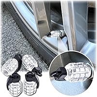 Vista 6 de 4 tapones de válvula de neumático de granada cromada, tapas de válvula de neumático de acero inoxidable para automóviles, camiones, SUV, Plateado