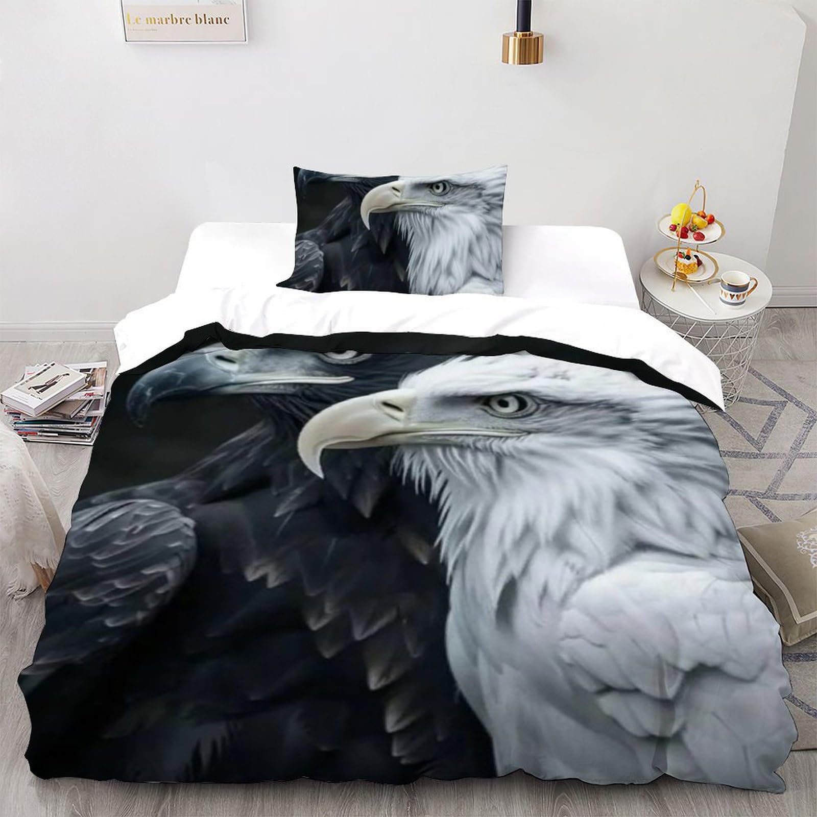 Housse de couette single motif animaux Le Faucon Bedding en microfibre pour lit enfant 135x200cm