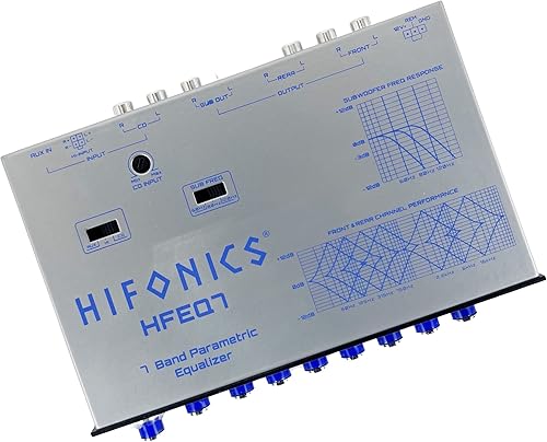 Miniatura 6 de Hifonics HFEQ7 7-Band 9 Voltios 12 DIN Pre-Amp Ecualizador gráfico de audio de coche con entrada auxiliar frontal de 0.138 in, entrada auxiliar RCA