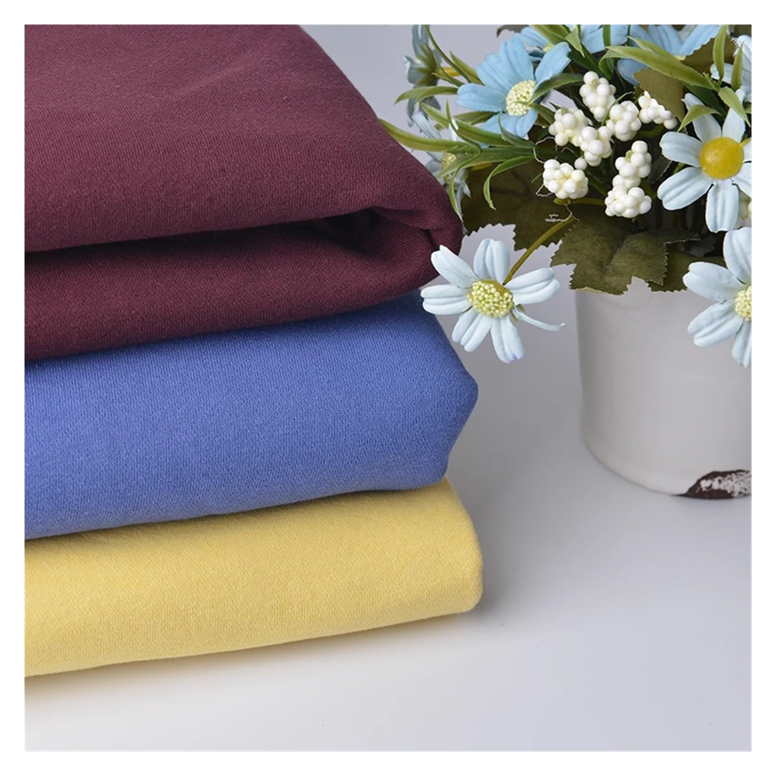 Tejido de forro polar de punto Tela de lana algodón punto pesado for coser pantalones, sudadera con capucha y abrigo, 50x180cm/unid(Color 32)
