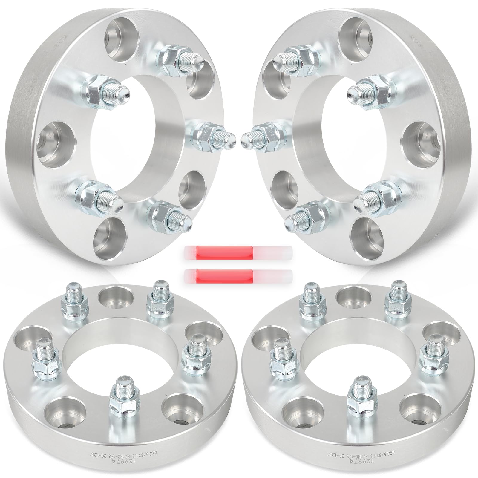 SCITOO 2Pcs Wheel Adapters 1.25" 5x5.5 to 5x4.5 Bore 87.1mm Studs 1/2 5Lug