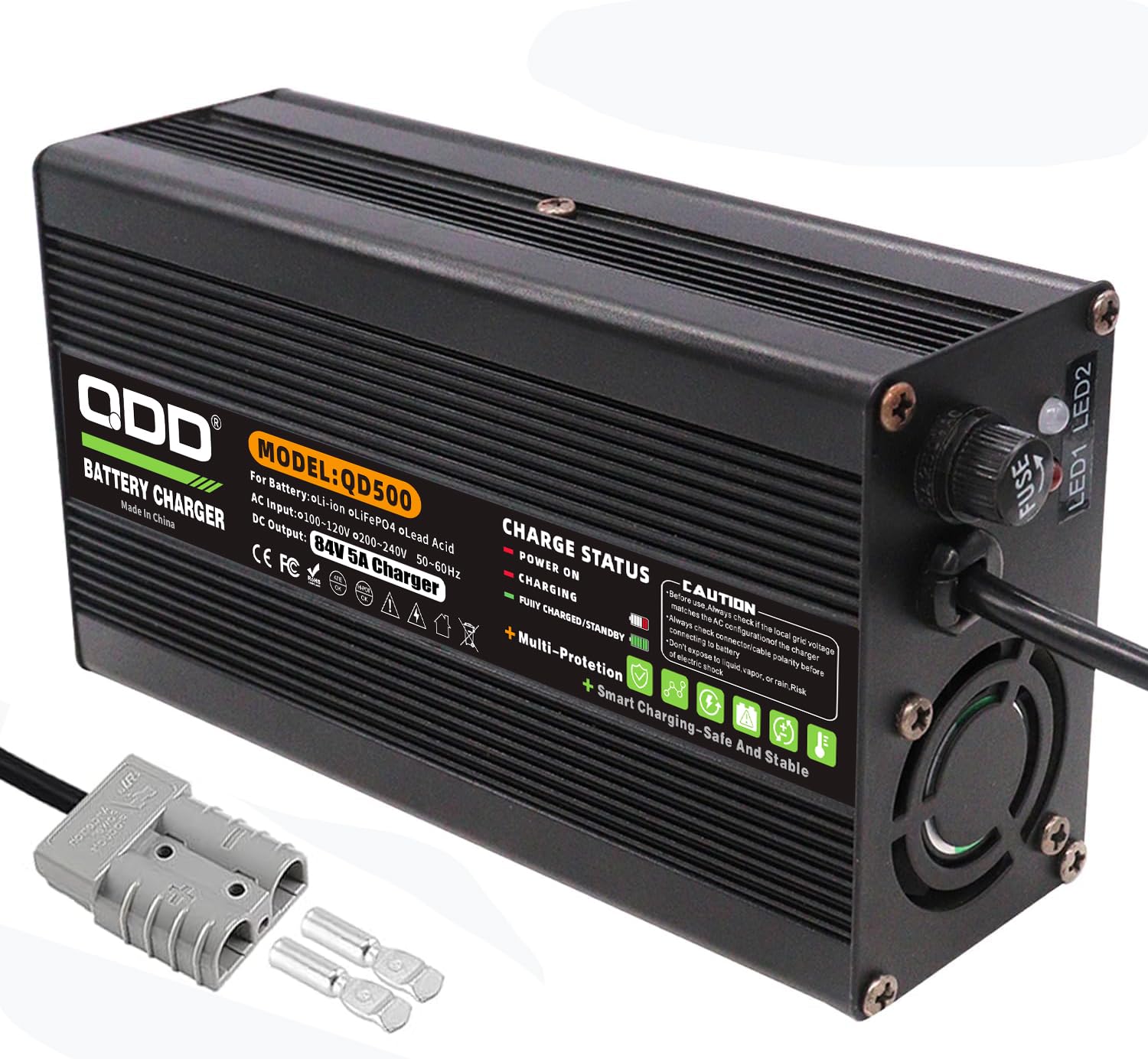 QDD Cargador de batería de litio para motocicleta eléctrica, 84 V, 5 A, 72 V 20S, cargador rápido universal para motocicleta eléctrica, con conector Anderson