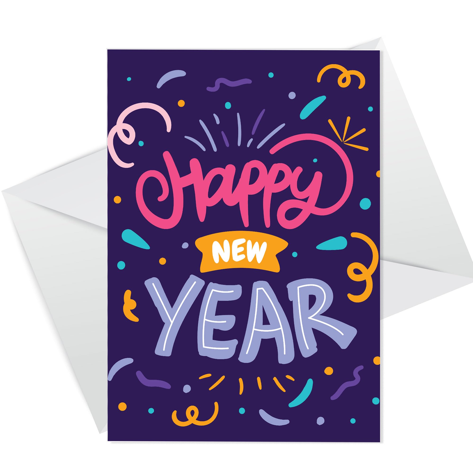 RED OCEAN New Year Card For Women, Happy New Year Card For Friends, Card With Envelope, New Year Card For Family Cousin Auntie Grandma Neice
