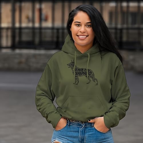 Miniatura 10 de ThisWear Sudadera con capucha de pastor alemán con texto en inglés "Word Art"