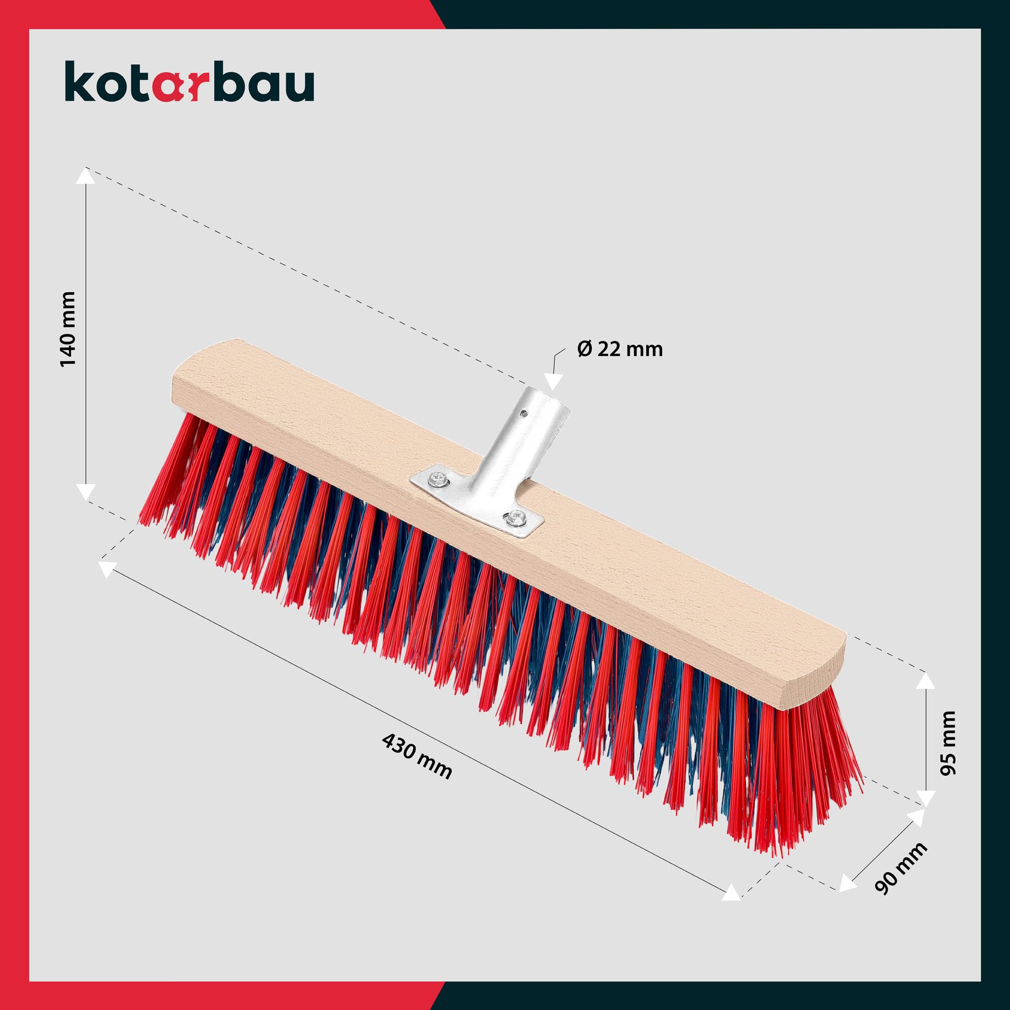 KOTARBAU® Ulicówka - 43 CM - Zamiatacz - Szczotka - Miotła Drewniana - Zmiotka - PVC