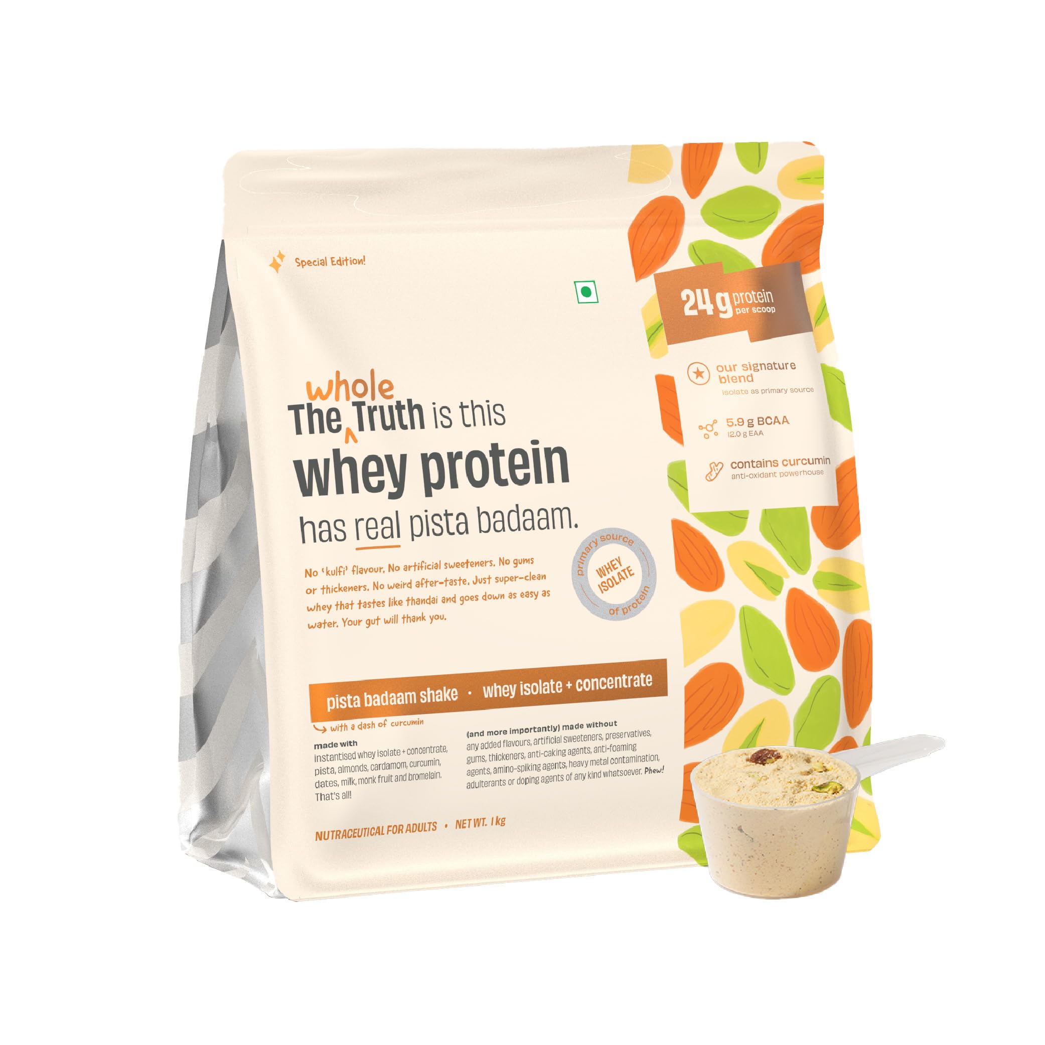 The Whole Truth Whey Protein Isolate + Concentrate Blend | Cold Coffee | 500g (1.1 lbs) | 24g Protein | 6.3g BCAA — Amazon image 13