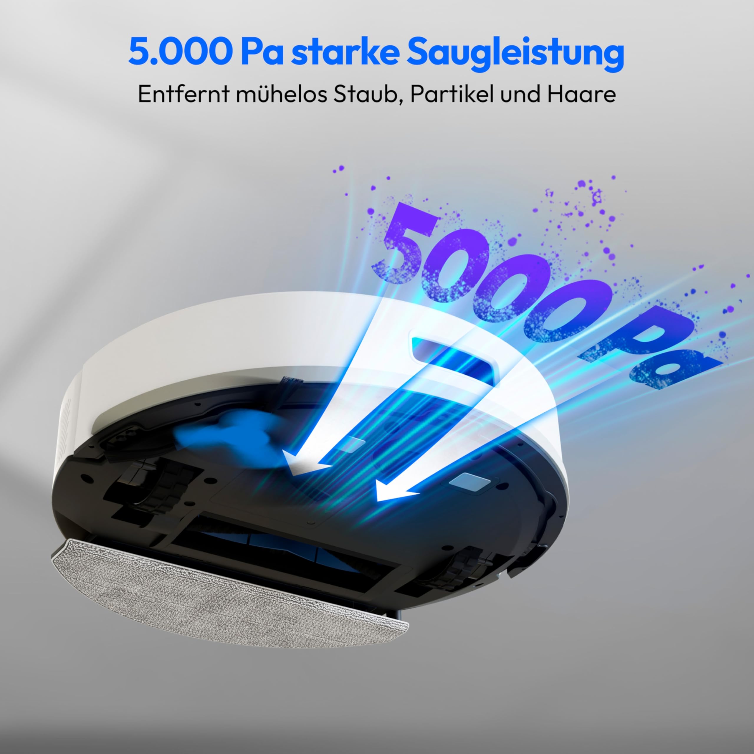 MEDION Saugroboter mit Absaugstation und Wischfunktion X22 SW+ (Lasernavigation, Starke 5000Pa Saugkraft, 2in1 Roboterstaubsauger, präzise Kartenerstellung, Go & No Go Bereiche, mehrere Etagen) grau