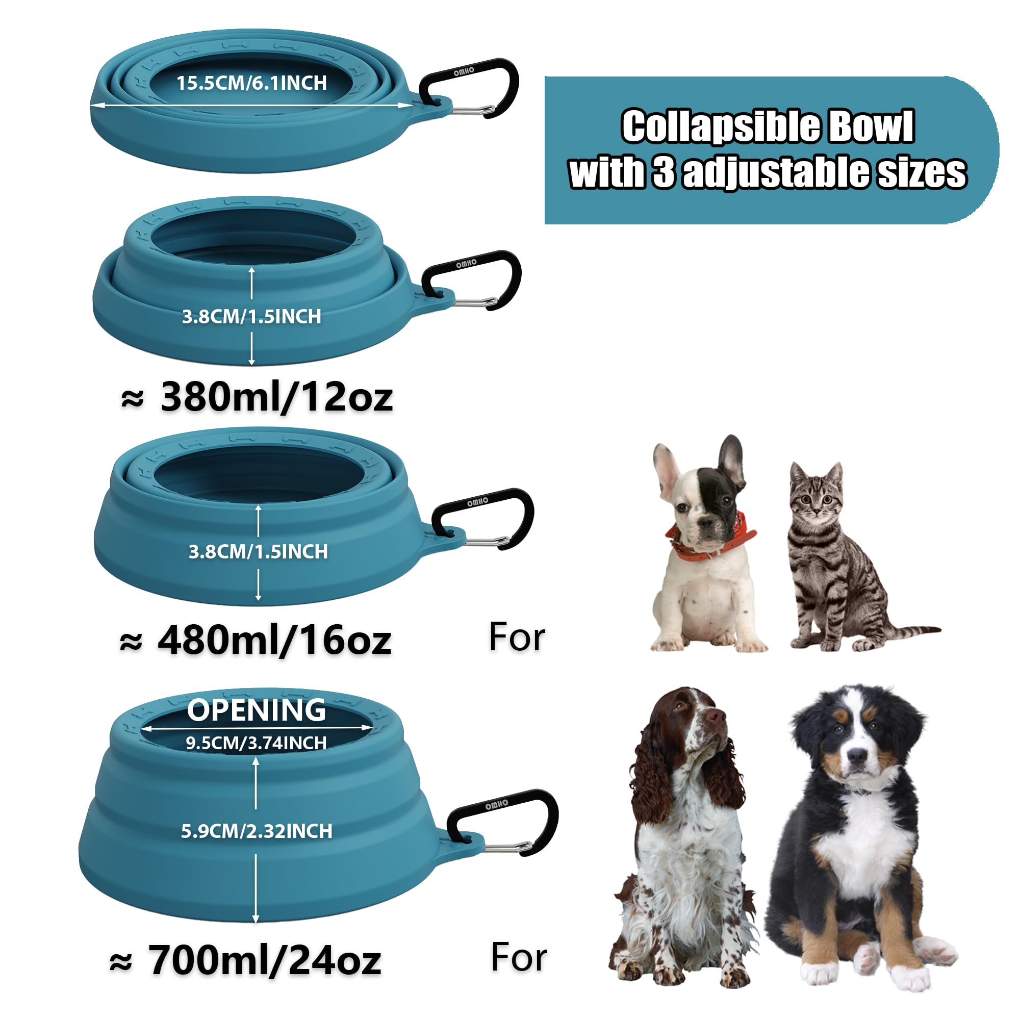 OHMO Collapsible Dog Bowl Anti Tip Over Wide Base Small Opening, Dog Travel Bowl - Image 4