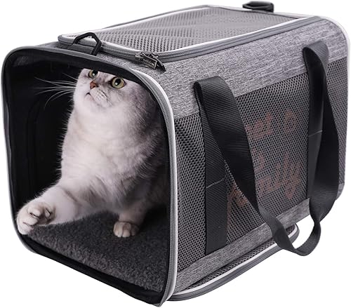 Tienes este transportador para gatos con solapas de privacidad para niños con pelaje nervioso. Carga superior rápida. Ventanas de malla aireada de
