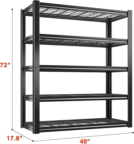 Miniatura 3 de REIBII Estantería de garaje de 40 pulgadas de ancho, estantes de almacenamiento resistentes de 2000 libras, estantes de metal de 5 niveles para