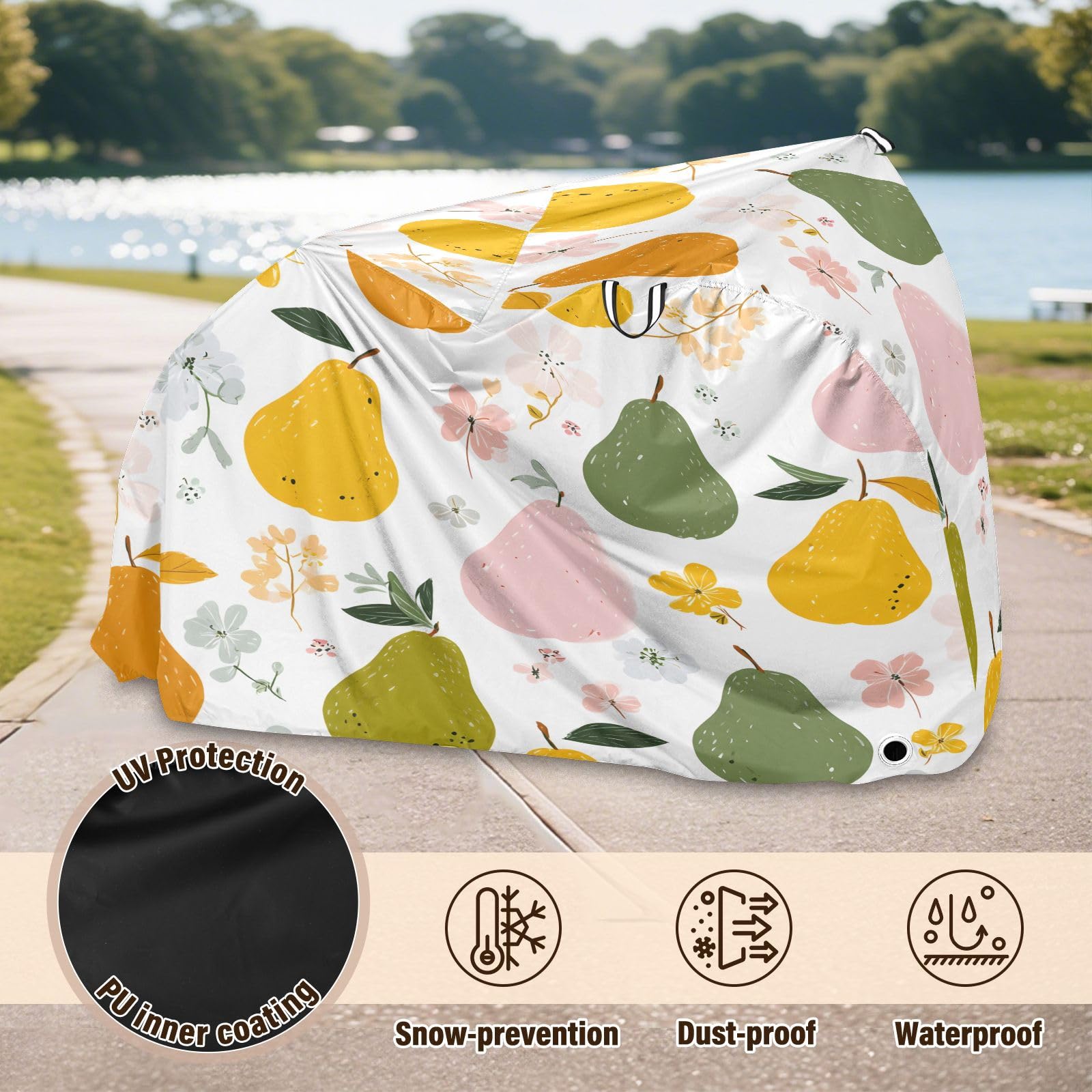 Pokrowiec na rower, wodoodporny, outdoorowy, rowerowy, motorower, wytrzymały, wiatroszczelny, ochrona przed słońcem, do roweru górskiego, szosowego, brzoskwiniowego kwiatu, wzór