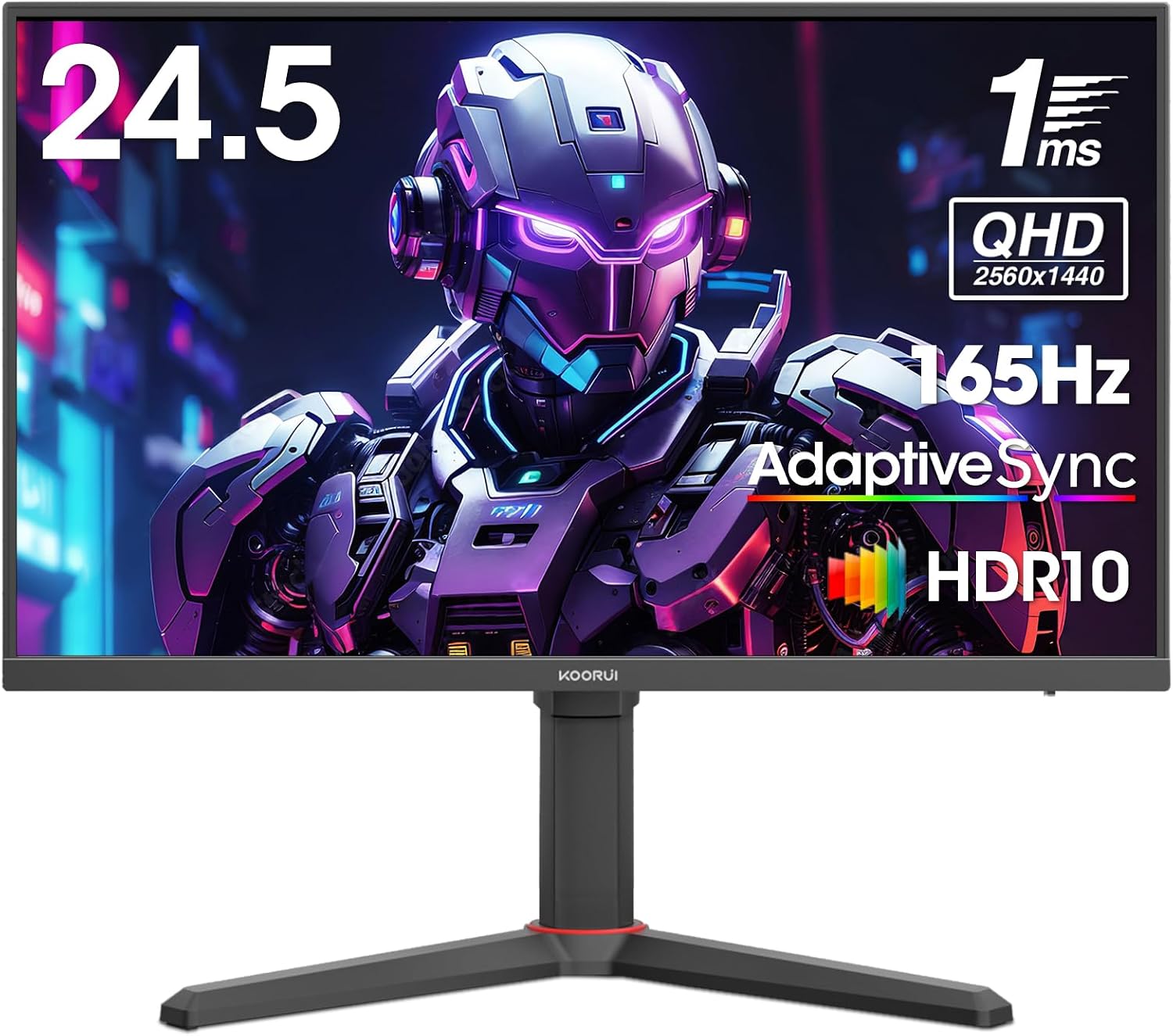 (-58%) KOORUI 24.5 Zoll Monitor QHD 165Hz IPS 1ms AdaptiveSync VESA