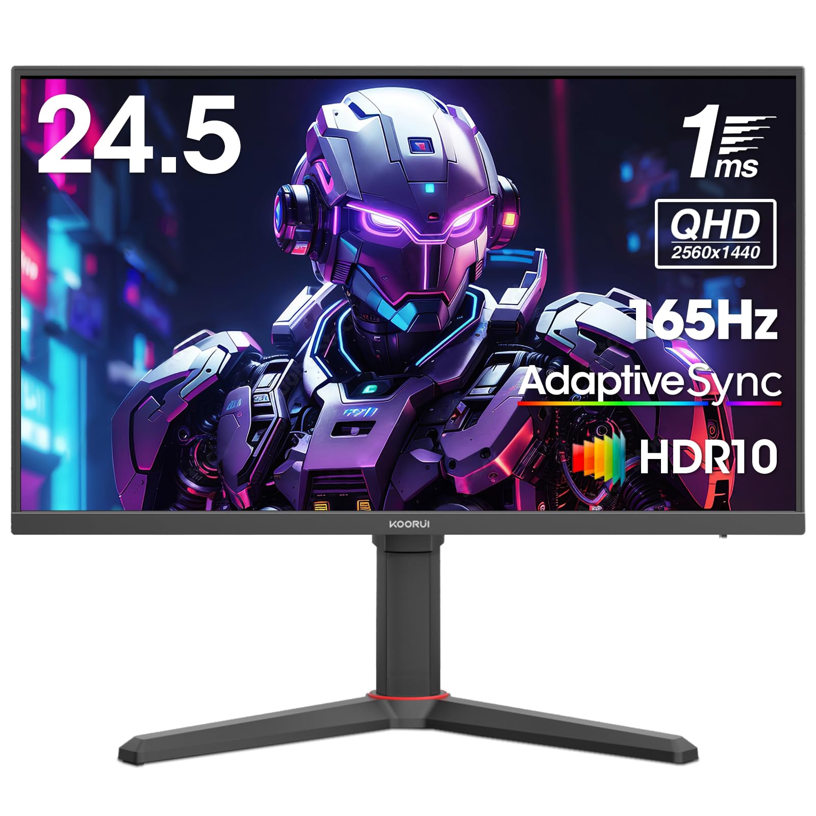 KOORUI 24.5 Zoll Monitor QHD 165Hz IPS 1ms AdaptiveSync VESA