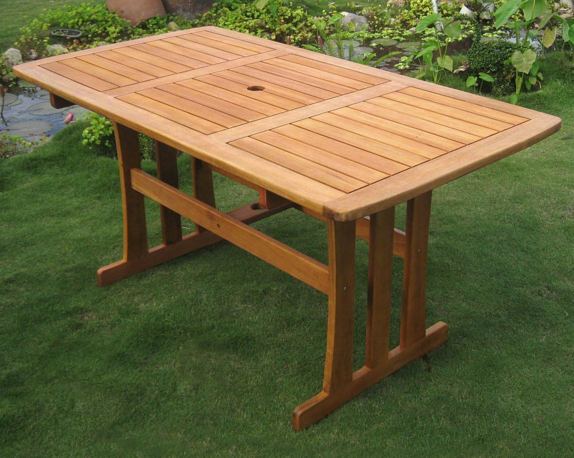 International Caravan Furniture Piece Royal Tahiti Outdoor Wood Rectangular Dining Table