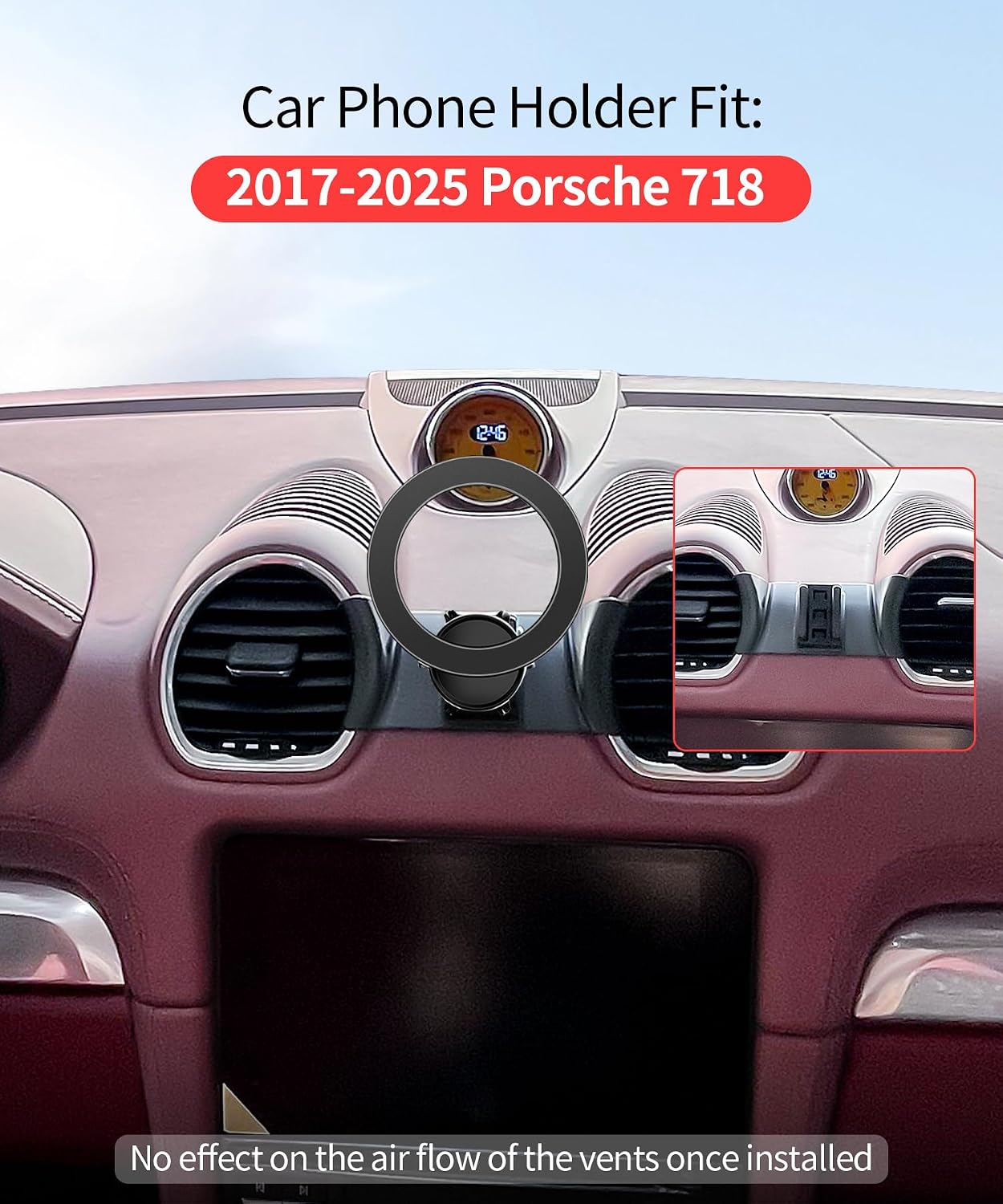 Car Phone Holder for Porsche 718 2017-2025 Magsafe Mount Accessories image 2