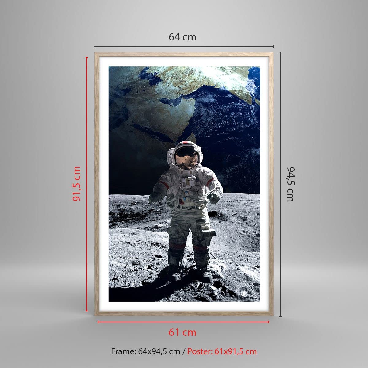 Poster Espace Astronaute Lune Terre - 61x91,5 Cm - ARTTOR, Affiche Murale Moderne (Neuf)