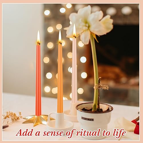 Miniatura 10 de Treela 24 velas cónicas de colores degradados, velas cónicas perfumadas de color degradado, velas sin humo, velas aromáticas de sándalo ámbar, velas