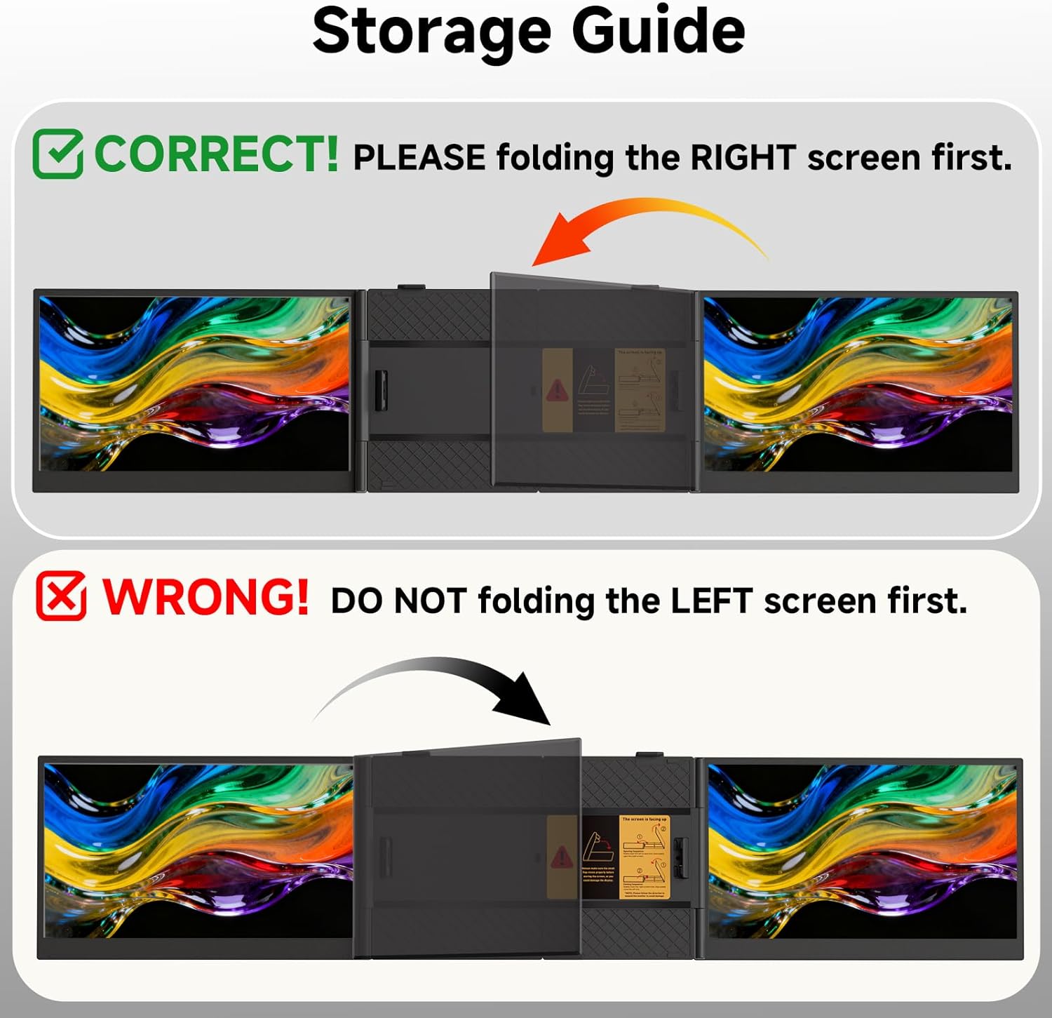 BOSII Laptop Screen Extender Monitor - Triple 14" Ultra Thin IPS FHD 1080P Portable Monitors for 13.3"-17" Laptops Compatible with Windows Mac Travel Work