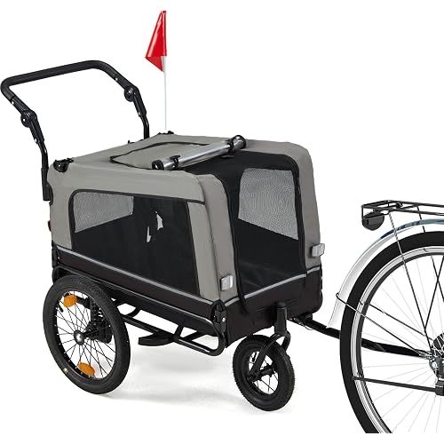 Foldable Pet Bike Trailer for Dogs up to 88 lbs – Universal Hitch Bicycle Carrier with Shock‑Absorbing Tires, Mesh Ventilation & Quick‑Release Wheels (55″/57″)