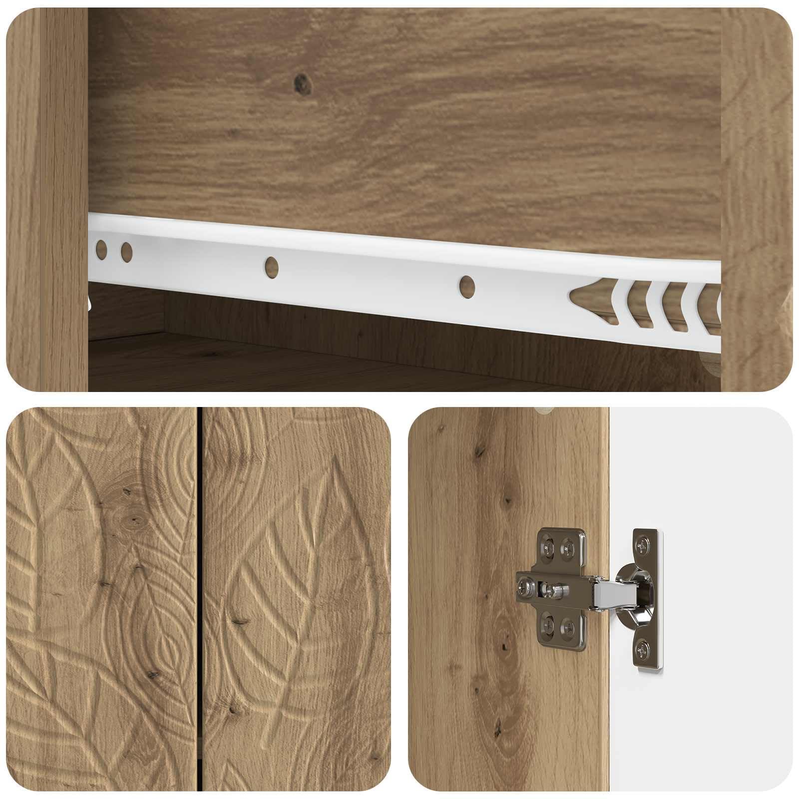 Madera de eucalipto estilo vintage Aparador con estantes 66 x 34 5 x 90 cm