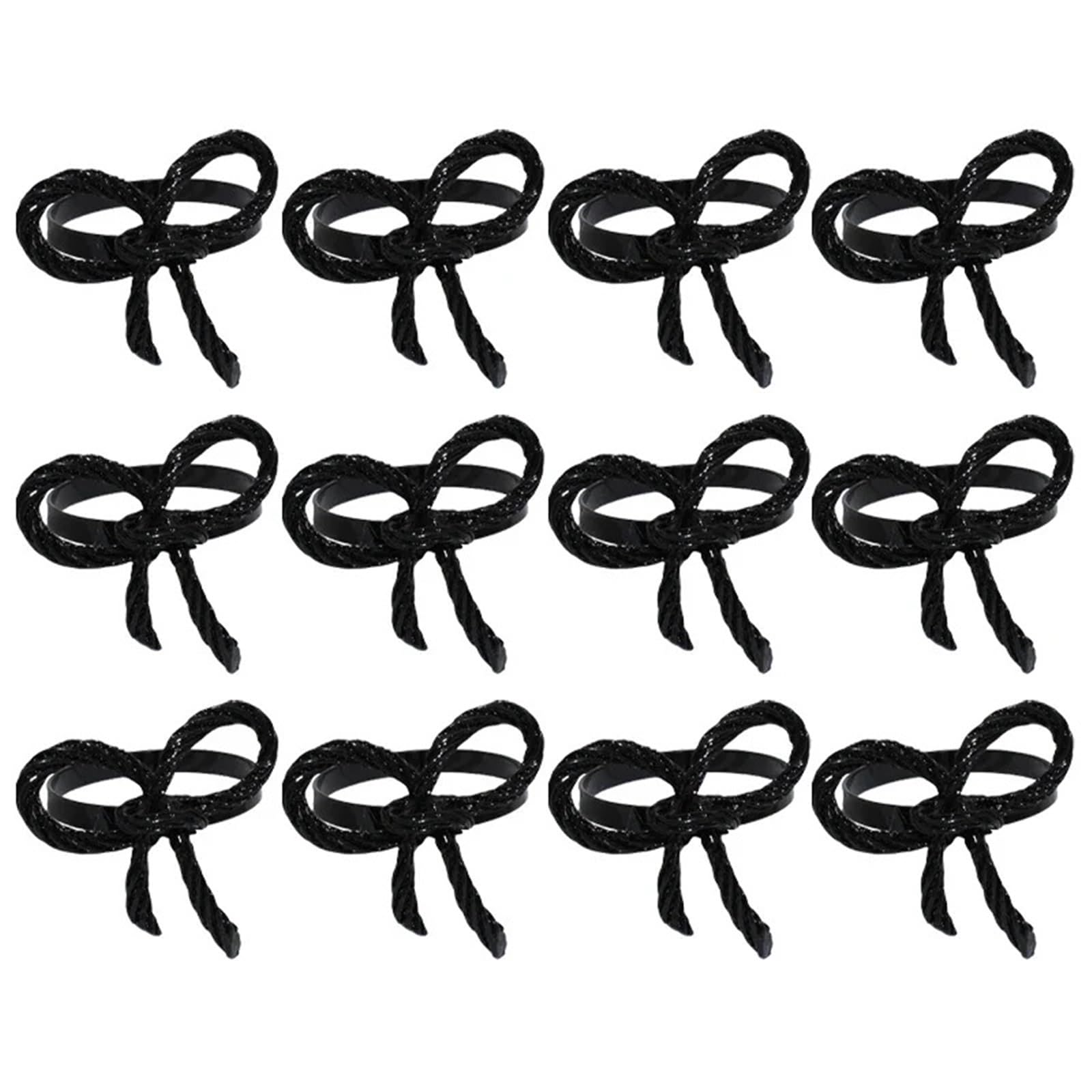 Usohjz Black-12Pcs Elegant Napkin Rings Bow Tie Design Table Decoration