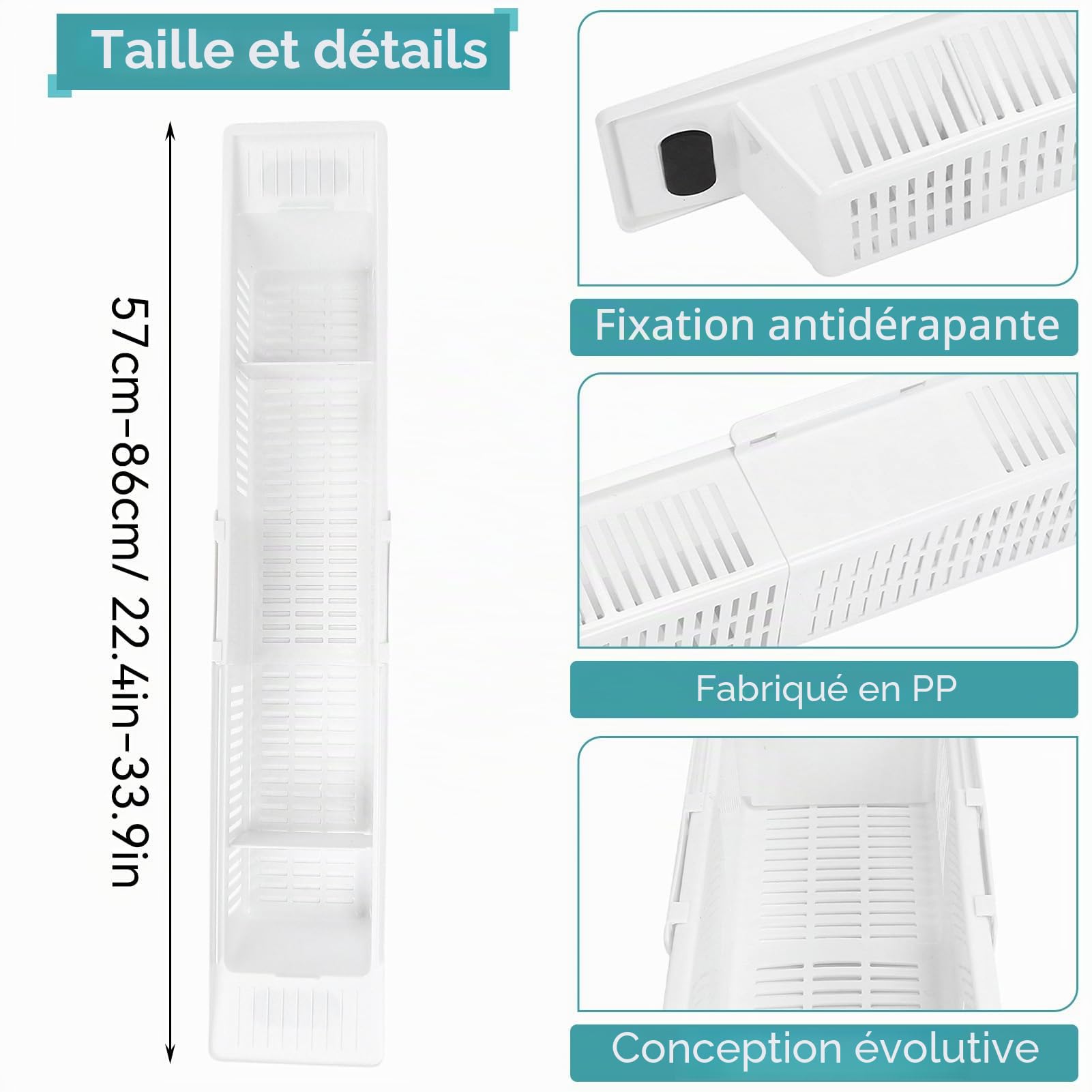 Plateau De Baignoire Rétractable, étagère De Bain Réglable Plateau De Rangement en Plastique Simple Organisateur De Jouets De Bain Panier De Rangement pour Shampooing Gel Douche