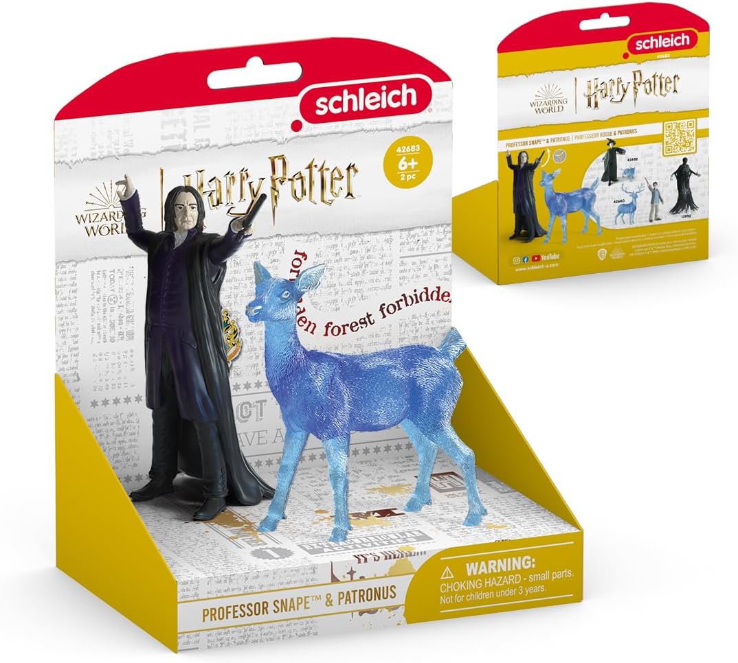 Schleich Harry Potter - Professor Snape and Patronus Deer Figurines - 2PC Harry Potter Set - Wizarding World Collectible Figures for Kids and Adults - Ages 6+ | 42683