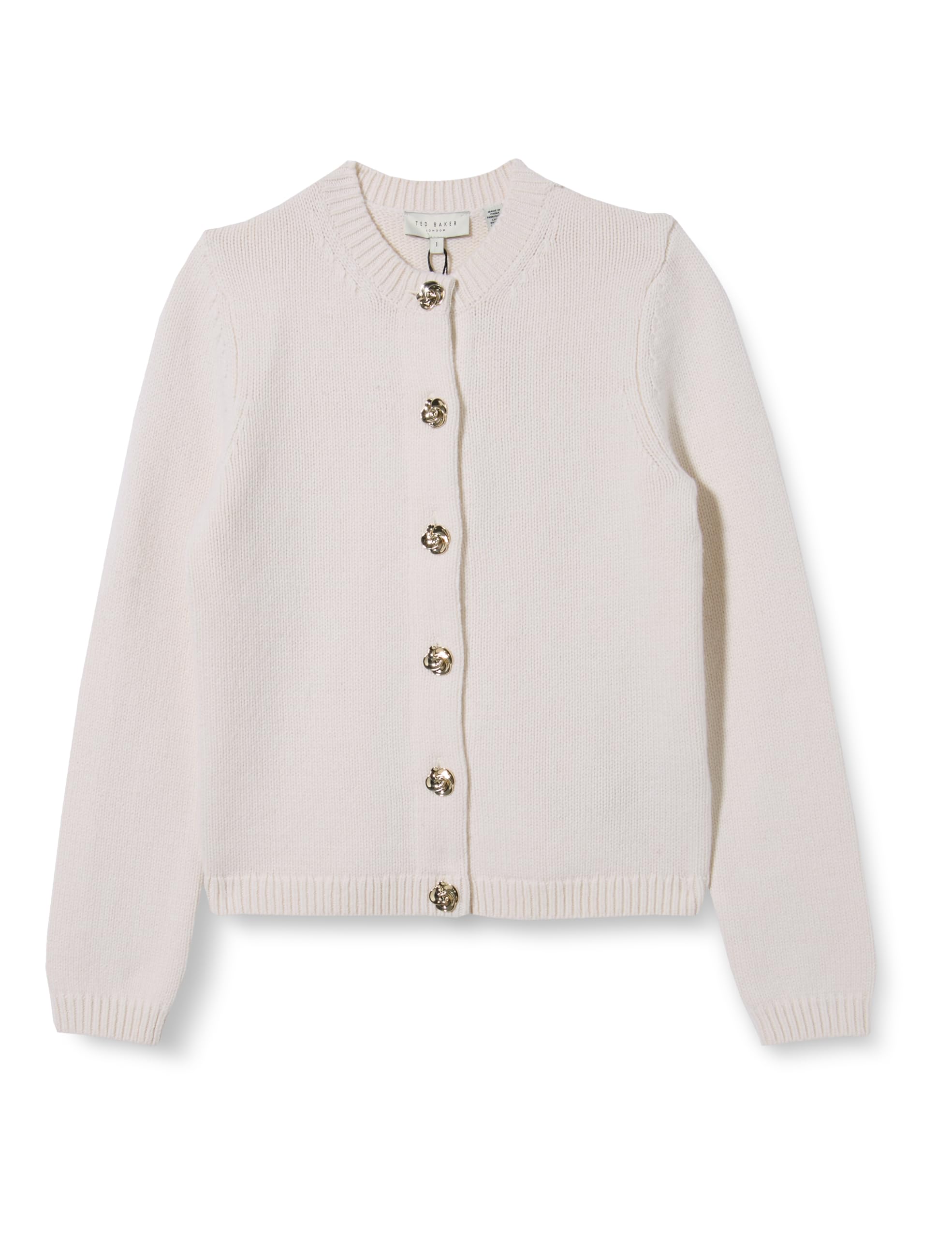 Ted Baker Women's Ivory Wmk-Jaycey-Rose Button Crew Neck Cardigan