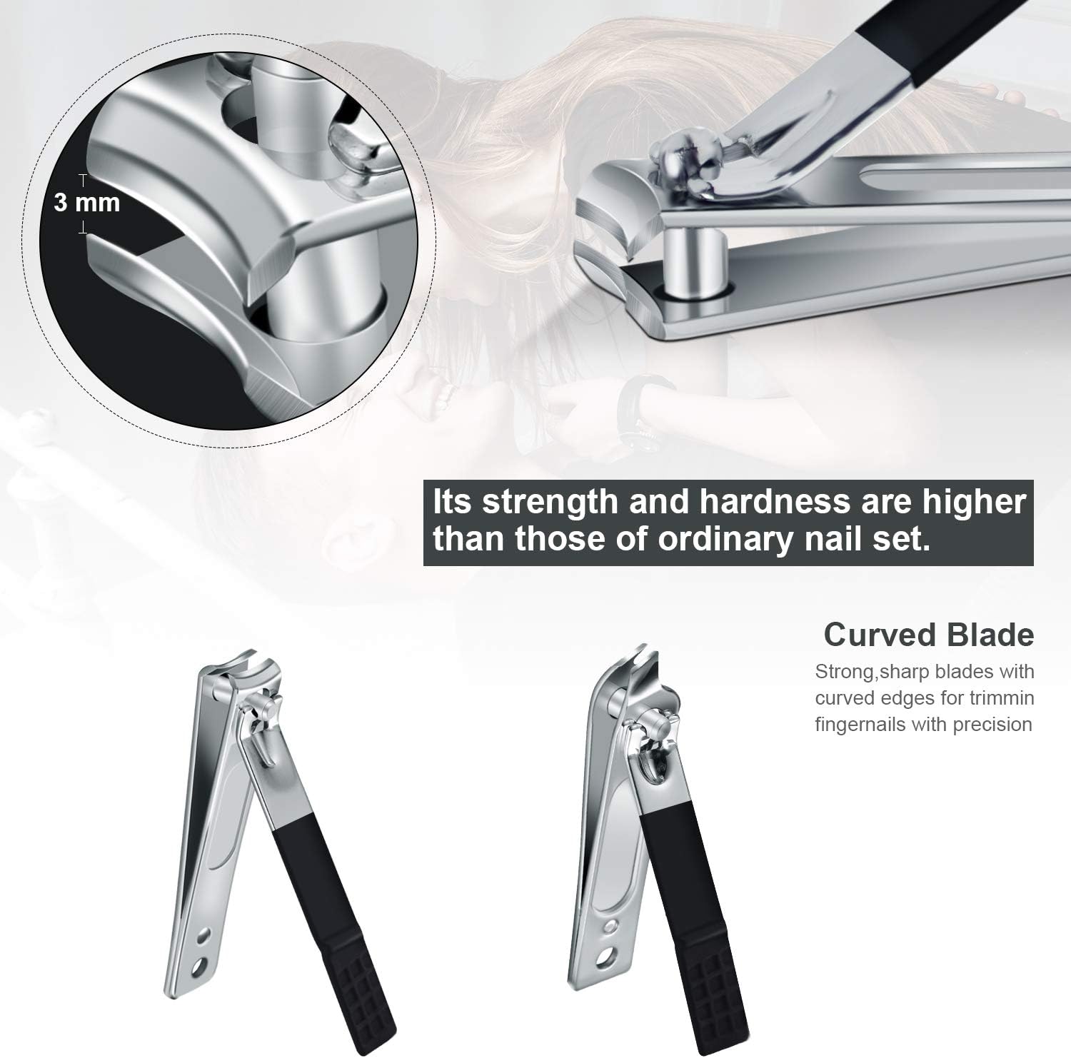 Keiby Citom Manicure Set 18pcs Professional Nail Clippers Kit Pedicure Care Tools-Stainless Steel Grooming Tools With Rose Gold PU Leather Case for Travel & Home (Pink) 4 71sqETRXNNL. AC SL1500