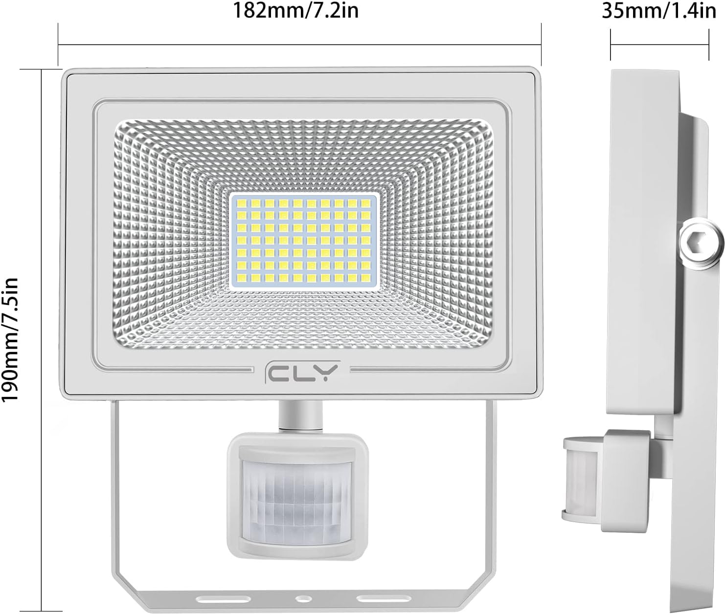 CLY Projecteur Extérieur LED avec Détecteur de Mouvement 60W, Spot Extérieur 5200LM Éclairage Exterieur avec Detecteur 6500K Blanc Froid Lampe LED Détecteur de Mouvement IP66 pour Garage, Balcon