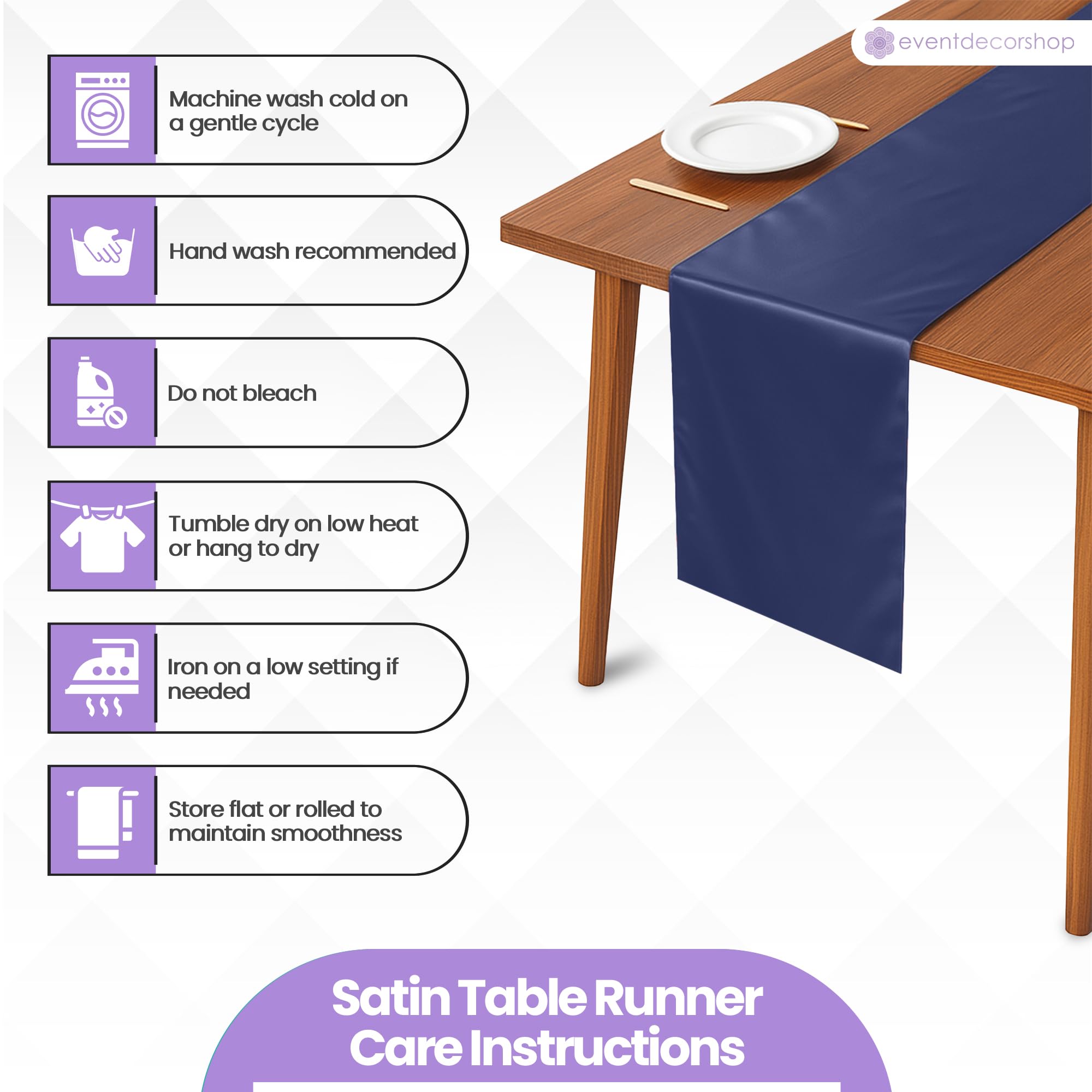 Event Decor Shop Camino de mesa azul marino para mesa de comedor de 11 x 108 pulgadas, camino de mesa de seda satinada, sin arrugas, elegante camino de mesa de satén para decoración de bodas, comedor