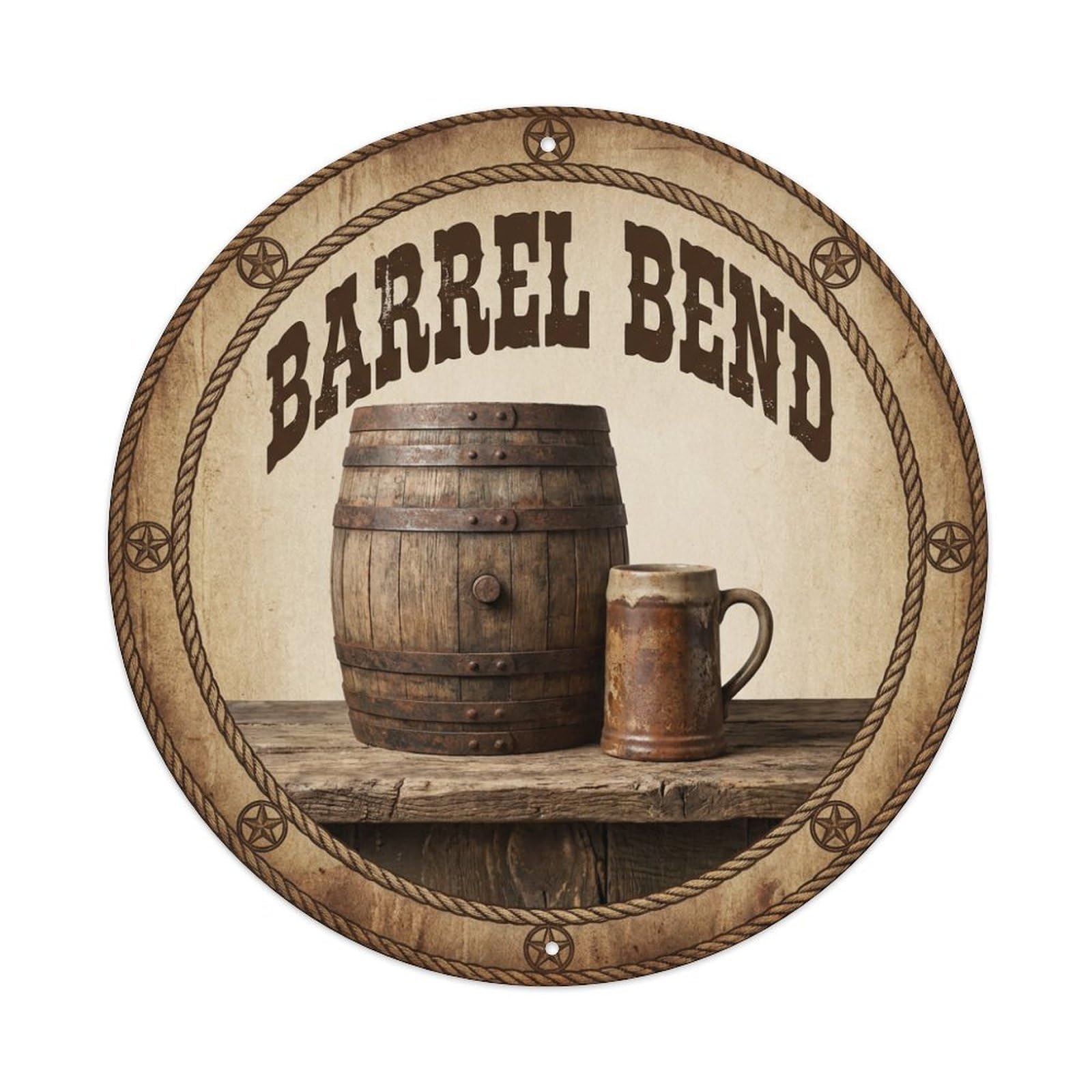 Vintage Beer Western Cowboy Barrel Bend Retro Bar for Pub Metal Tin Sign