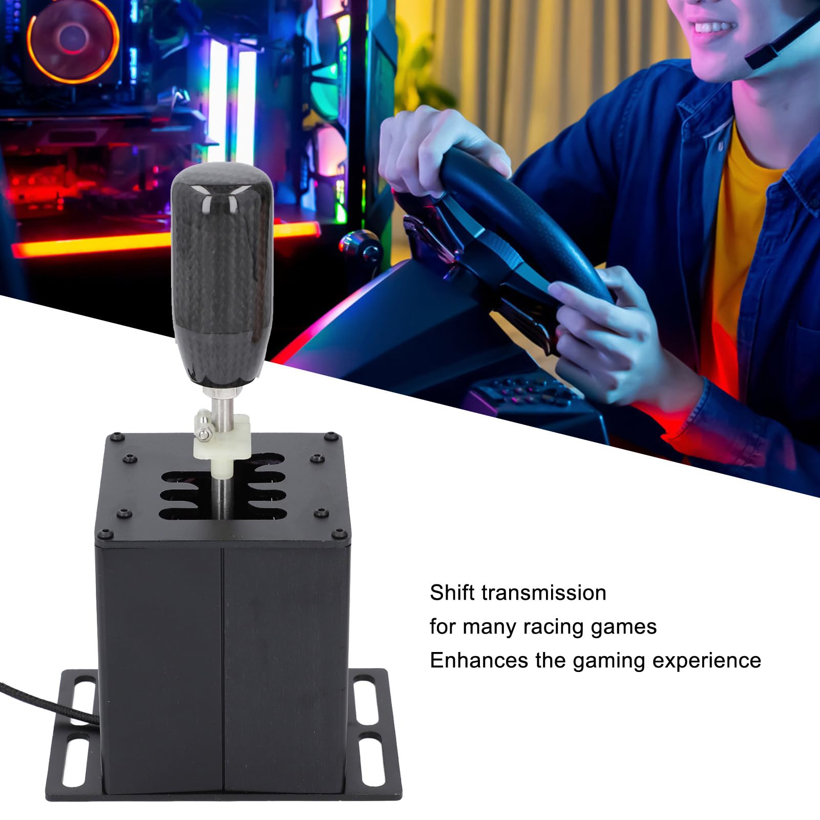 Asixxsix Cambio Simulatore Gioco di Corse, Kit Cambio 6+R H, Simulatore Cambio USB Gioco di Corse per PC, Compatibile con G27, G29 e T300, Volante Gearshift per PC Windows