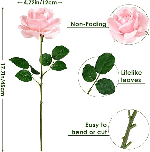 Miniatura 94 de Eyamumo Flores falsas, rosas artificiales de seda sintética al tacto real para decoración de bricolaje, fiesta de boda, decoración de oficina