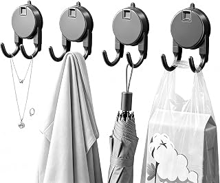 Suction Cup Hook, Suction Cups with Hooks Without Drilling, Suction Hook Extra Strong Reusable, Towel Hooks Double Hook, Load Capacity of 7kg for Kitchen Bathroom Smooth Window Wall Glass, 4 Pieces
