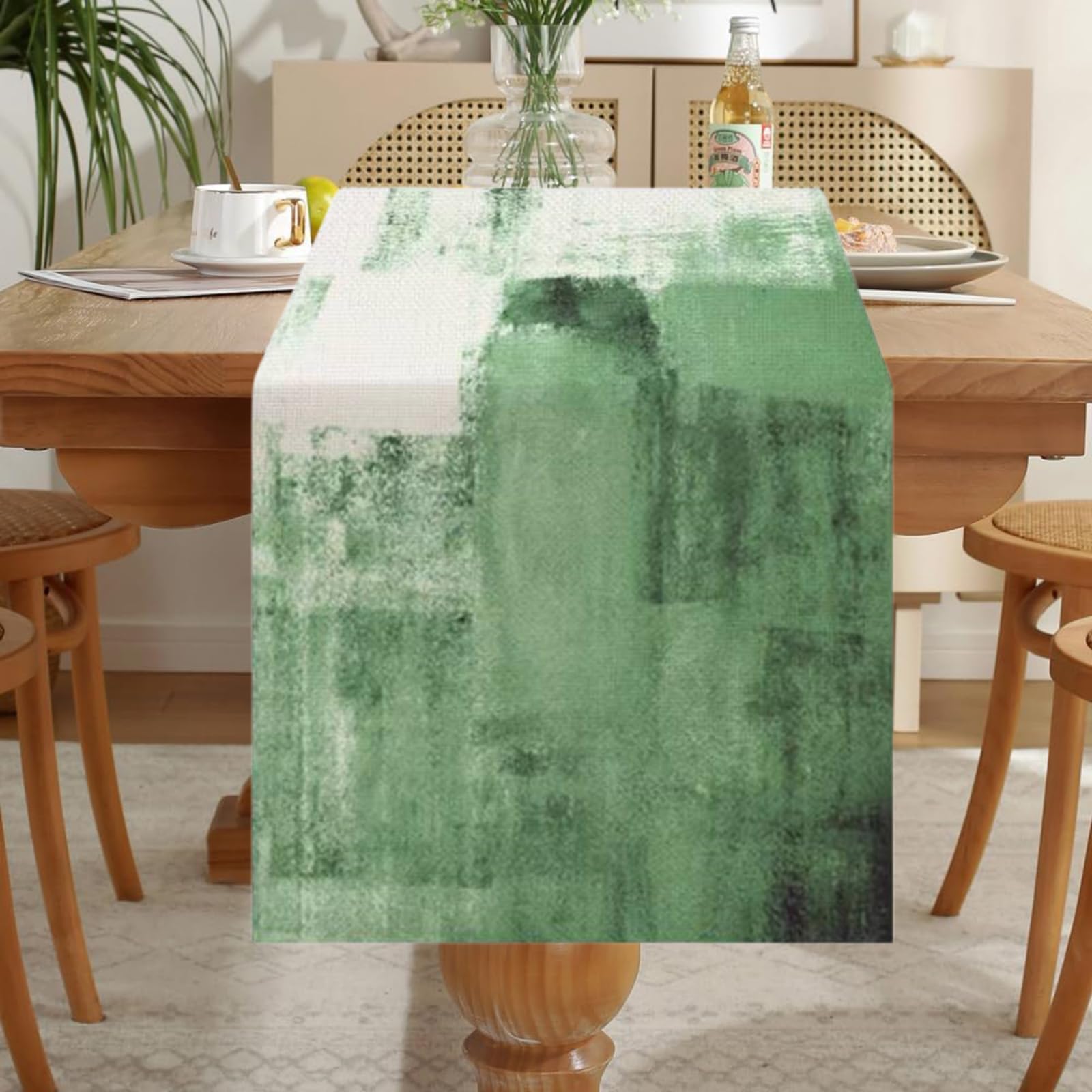 LOZULO Tischläufer Modern Salbei Grün Läufer Tisch Boho Leinen ...