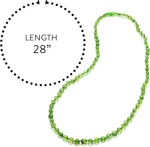 Miniatura 2 de Collar largo para adultos - Joyería de cuentas de ámbar genuino de 28 pulgadas, cuentas barrocas pulidas, certificado